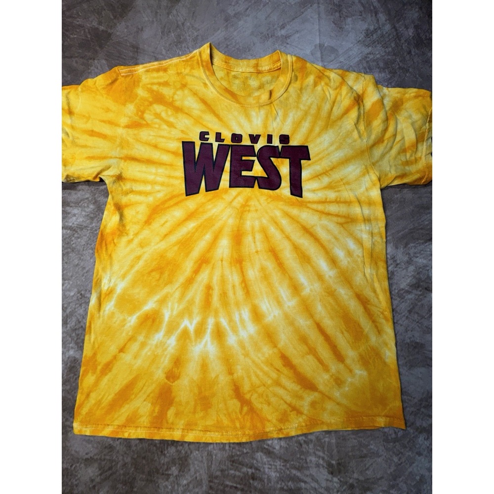 Clovis west Yellow Tie‑Dye T‑Shirt Size Large Colorful Graphic Tshirt
